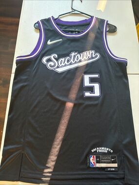 Nike Black and Purple "Sactown" Sacramento Basketball Jersey #5